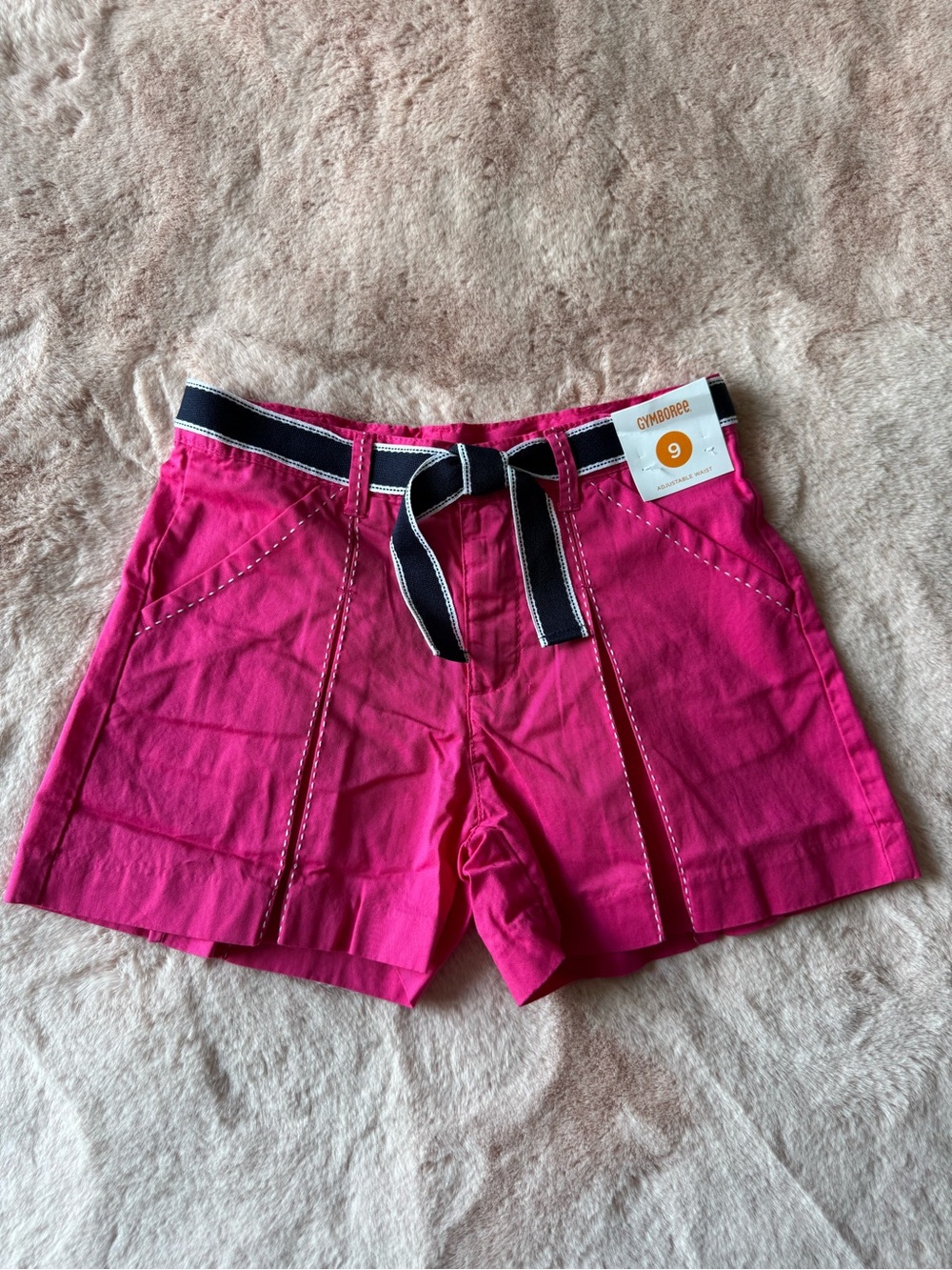 NWT Gymboree Belted Pickstitch Pleated Hot Pink Shorts Size 9 Cape Cod Cutie